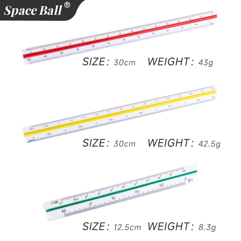 Space Ball Multi-functional Triangular Ruler Student Stationery 12.5/30cm Drafting Tool Scale Ruler Architect Technical Ruler