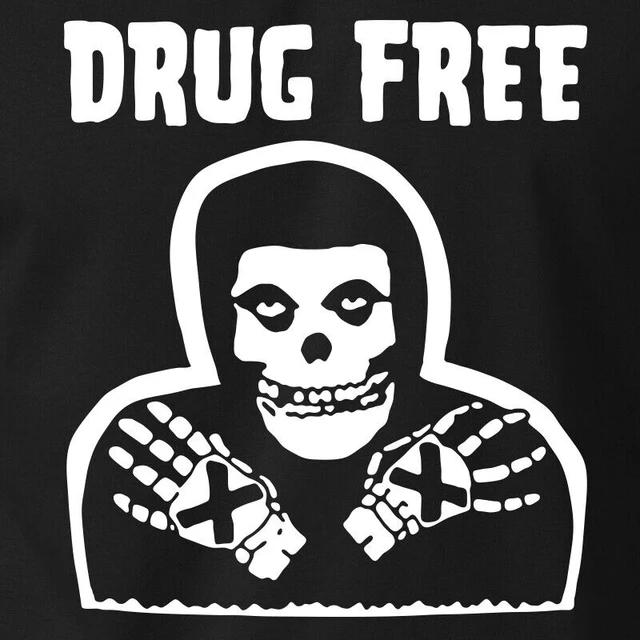 Misfits DRUG FREE T-Shirt Skull Horror Punk Rock Band Logo Concert 