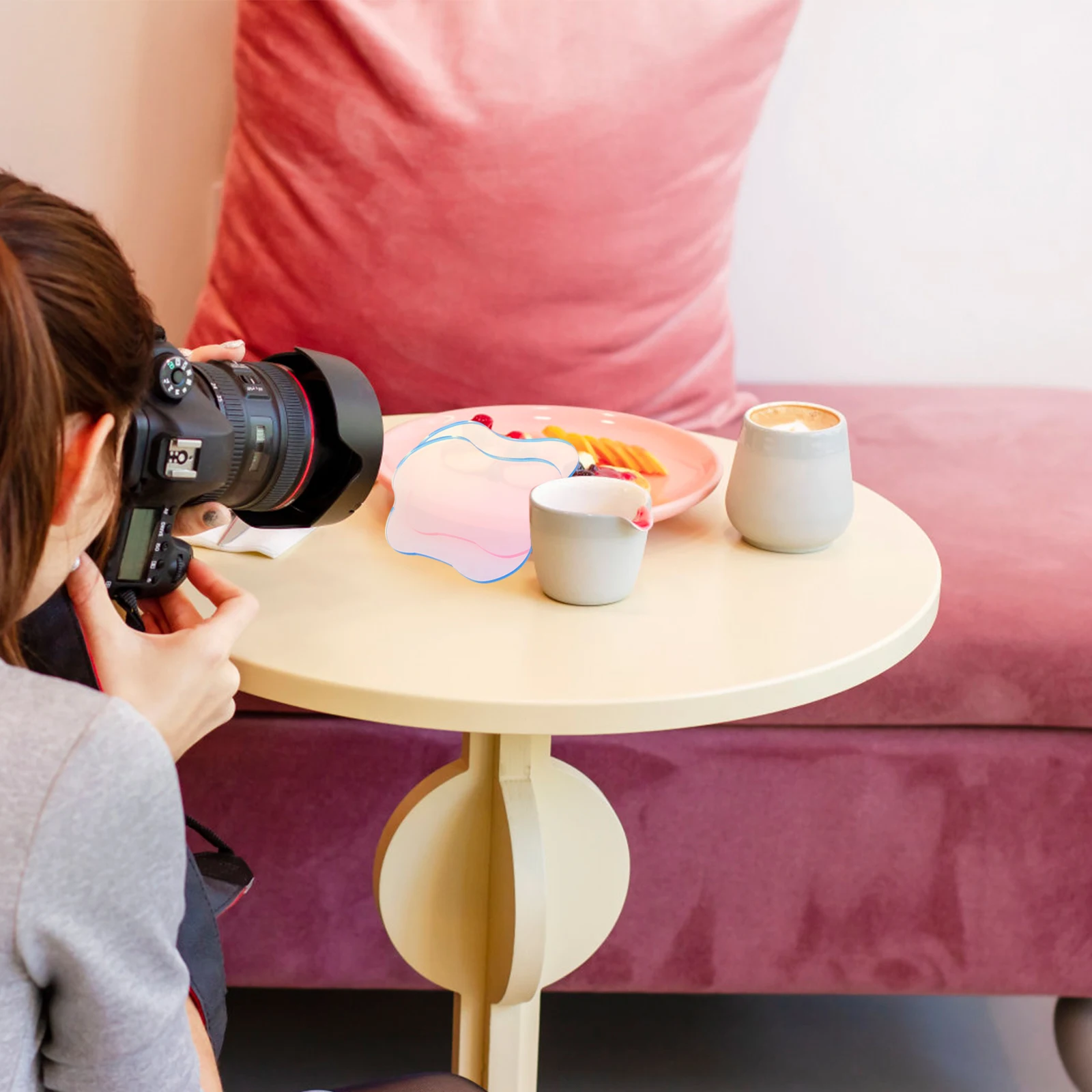 

2pcs Acrylic Cup Coaster Irregular Drink Coasters Decorative Plate For Photography Prop Heat