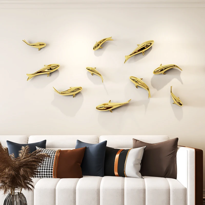 New Chinese Restaurant Creative Wall Decoration Fish Wall Decoration Pendant Living Room Sofa TV Background Wall Decoration Fish