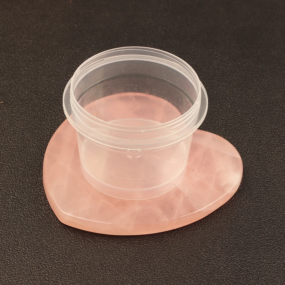 Big Size Natural Rose Quartz Coaster Heart-shape Crystal Pad Jewelry Display Tray Flake Texture Transparent Gemstone - view 4