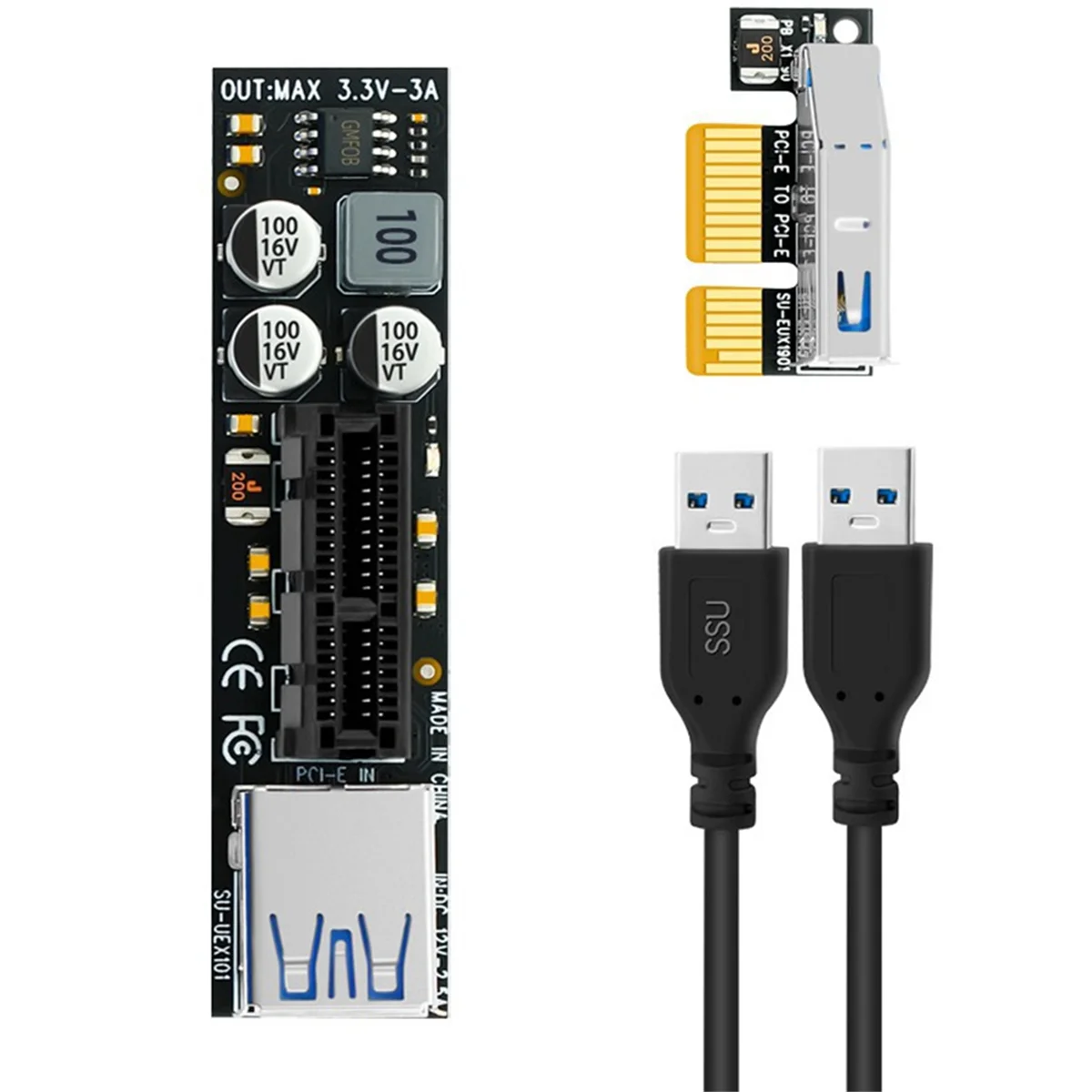 A07I  Add on Card PCI-E Riser PCIE PCI-Express X1 to X4 PCI E Riser Card Extend Adapter with 30CM USB Extension Cable