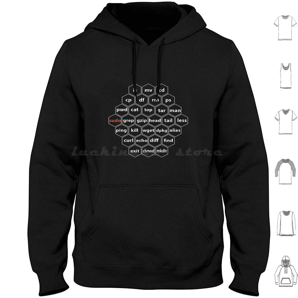 

Hacker Linux Basic Cli Commands Hoodie cotton Long Sleeve Hacker Linux Hacking Geek Hack Code Nerd Computer Programmer Kali