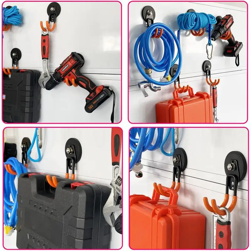 Magnetic Hooks Heavy Duty Metal Magnets Hook Garage Organizer Wall Mount Bicycle Hanger Anti-slip Storage Hooks For Ladders Tool