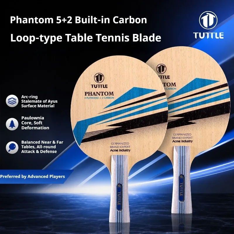 TUTTLE PHANTOM Table Tennis Blade 5 Wood + 2 Inner Carbon Professional Ping Pong Paddle for Beginners & Intermediate Players