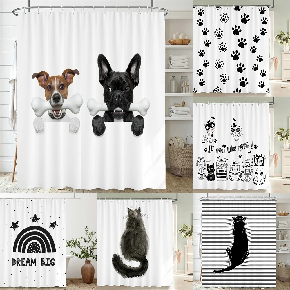 

giraffe printed shower curtain with hook bathroom decorative Black white simplicity Creative animal 3d shower curtains 240*180