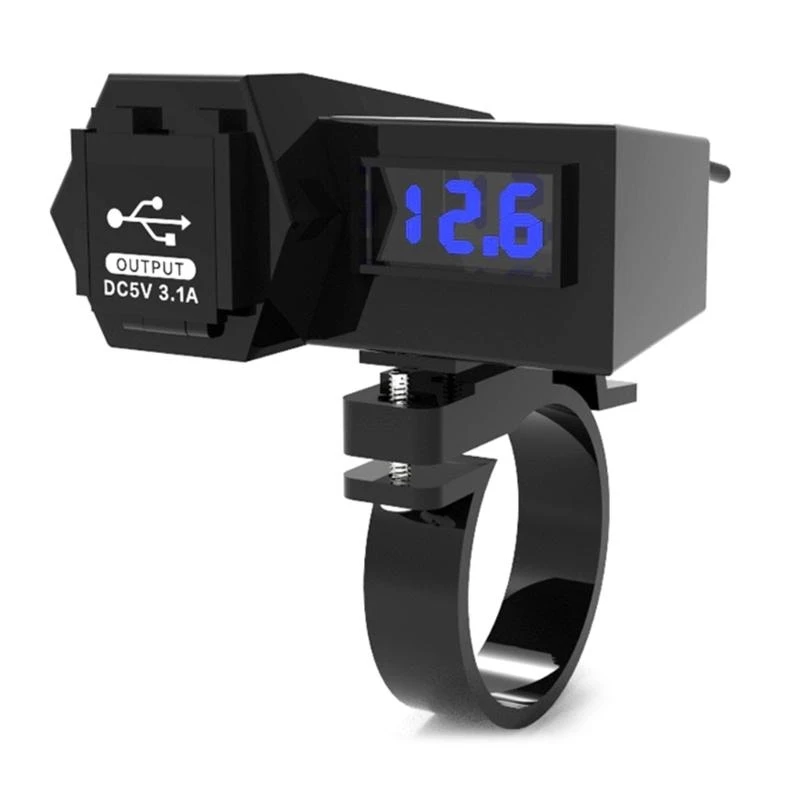 

Double USB Outlet Handlebar Mount Power Outlet Motorcycle Phone Charging Socket