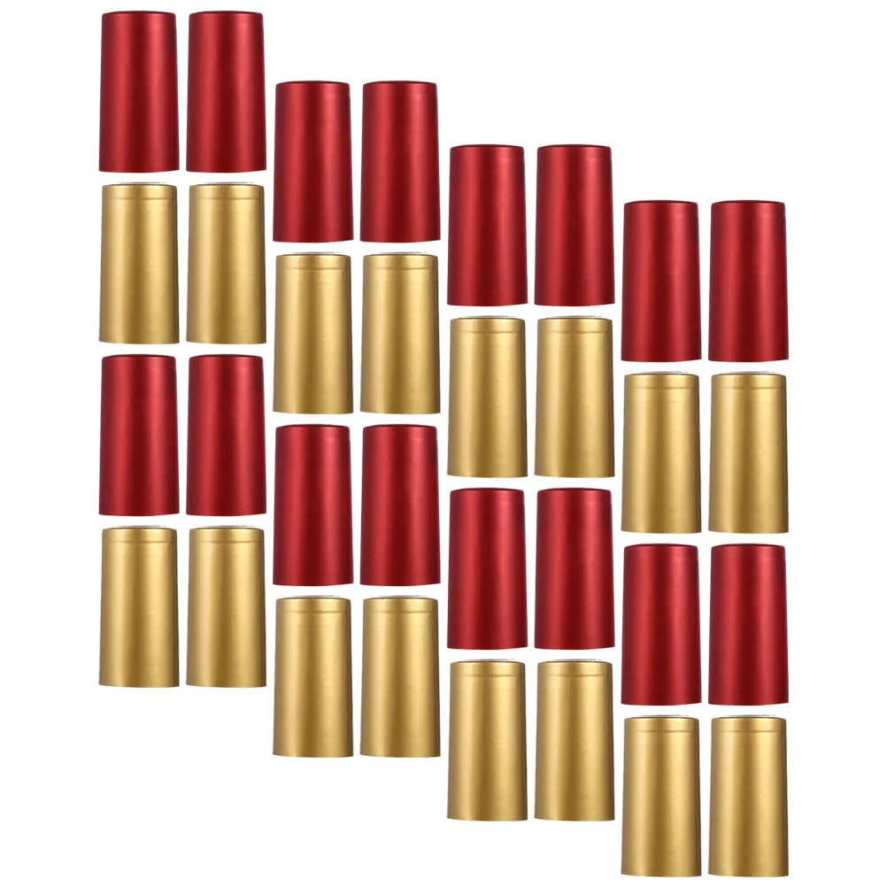 

200pcs Bottle Shrink Film Heat Capsules Red Gold PVC Stoppers Sealers Preserving Tops Kitchen Bar Supplies