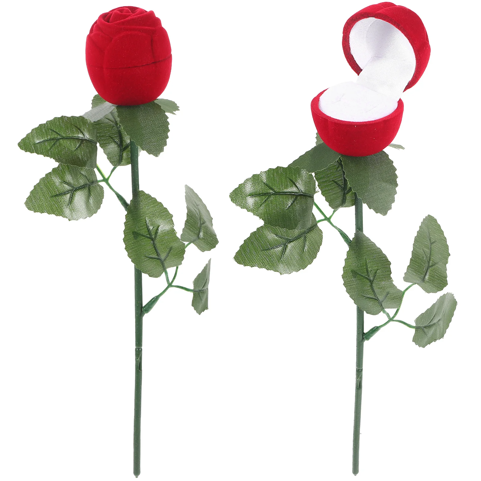 10Pcs Romantic Flower Ring Box Red Rose Shaped Engagement Wedding Ring Jewelry Gift Case Proposal Valentine's Day