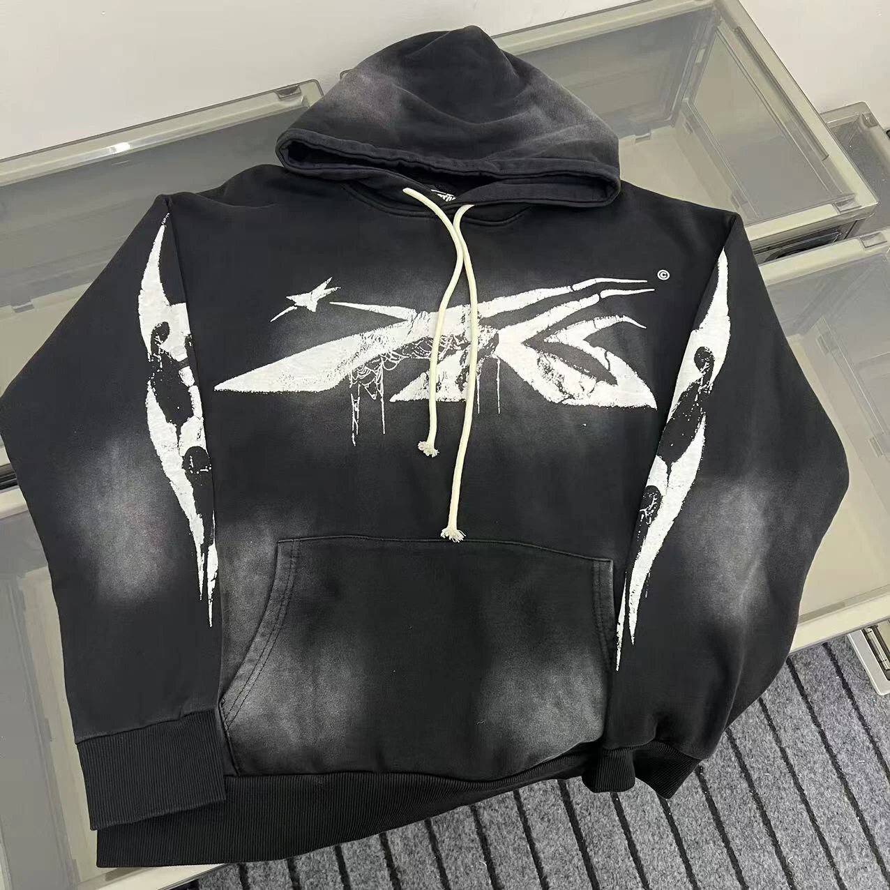 

Толстовка с капюшоном из чистого хлопка Waed, свободная мужская толстовка Jaet High Street, винтажная уличная одежда, дизайн Hell Star Long Sve Crew Ne