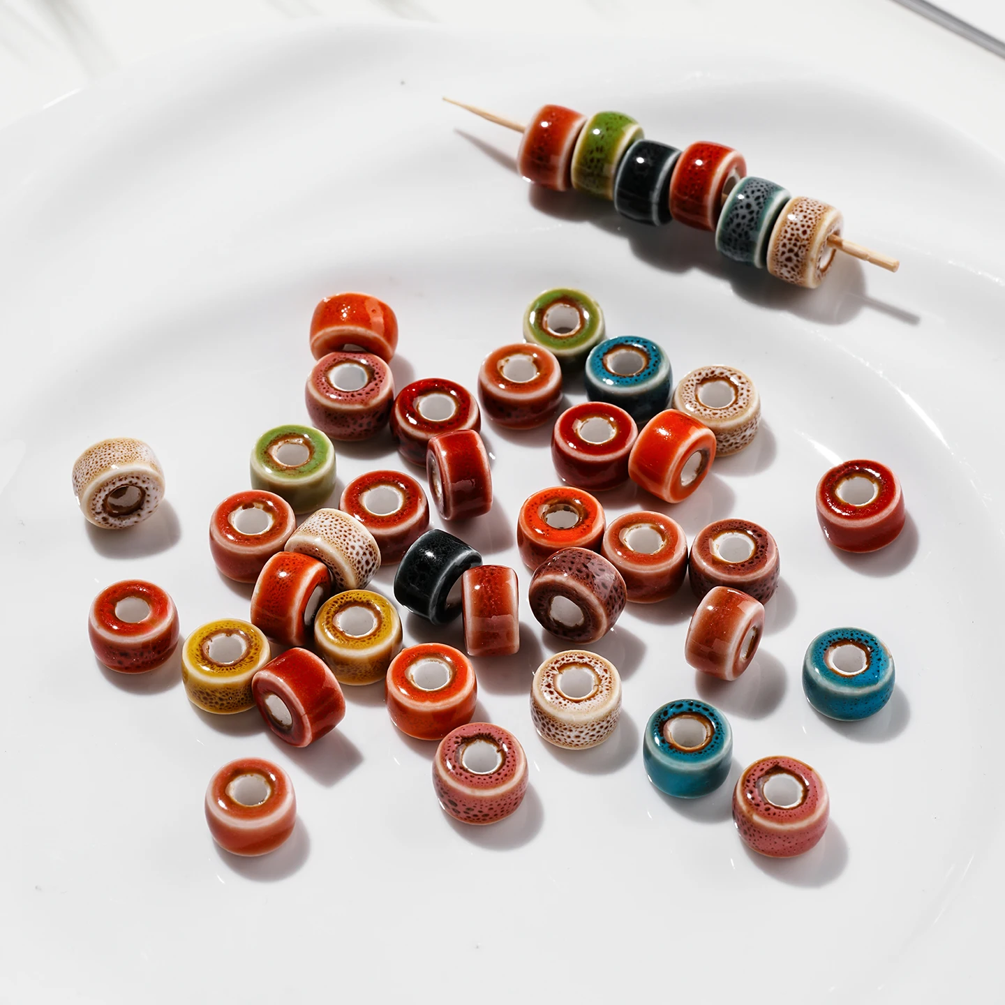 

10pcs/Lots 7*11mm Ceramic Bead Circular Spacer Beads for Handmade DIY Bracelets Necklaces Earrings Jewelry Making Accessories