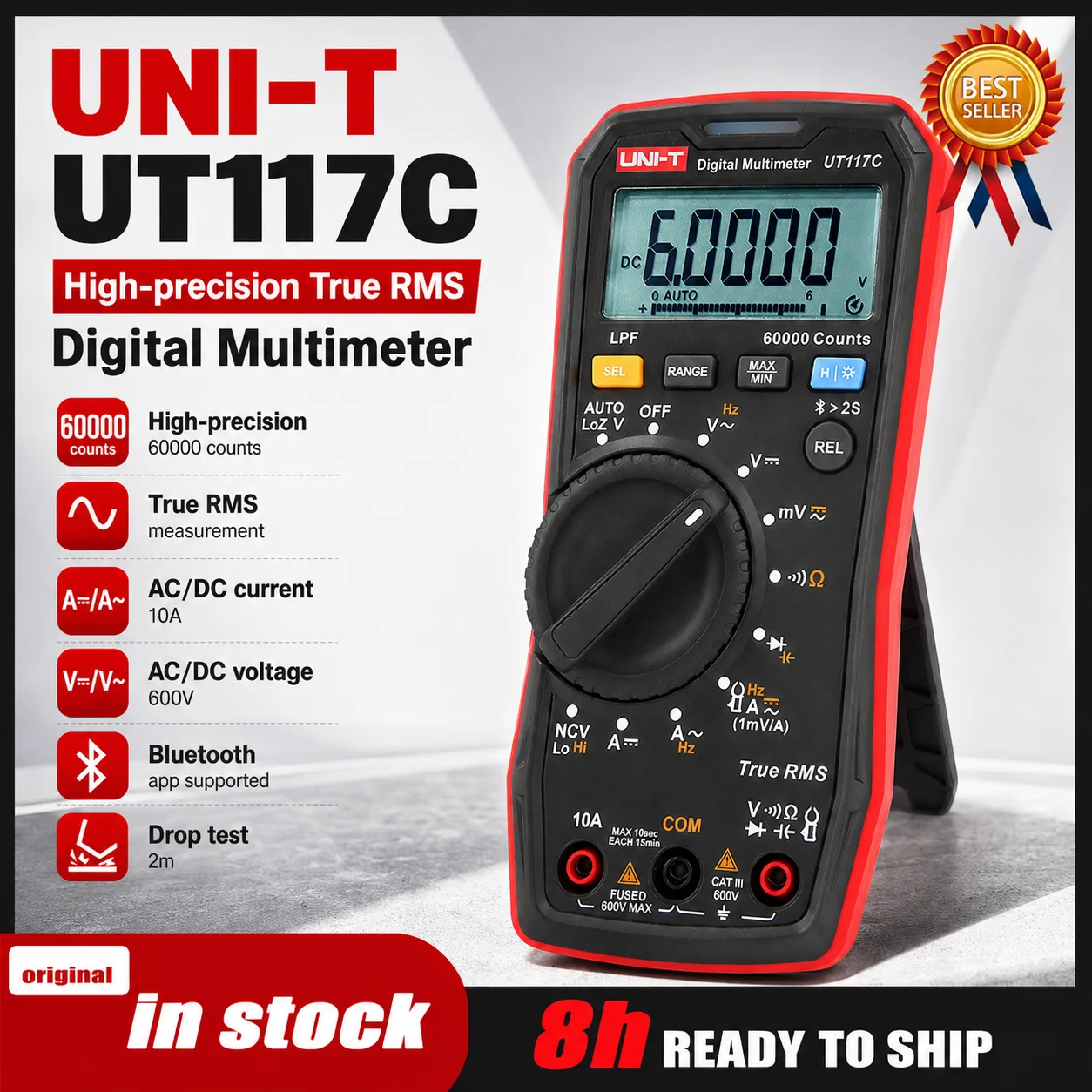 UNI-T UT117C High-precision True Effective Value Professional Multimeter AC/DC Multi-purpose Electrical Original Ohmmeter.