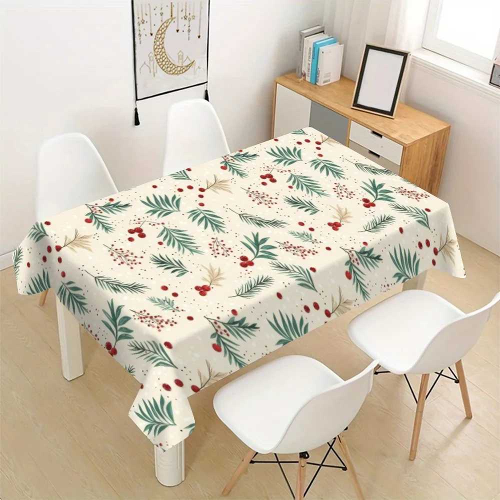 Elegant Watercolor Holiday Tablecloth Runner for Dining Room Buffet Table Spillproof Decorative Table Cover