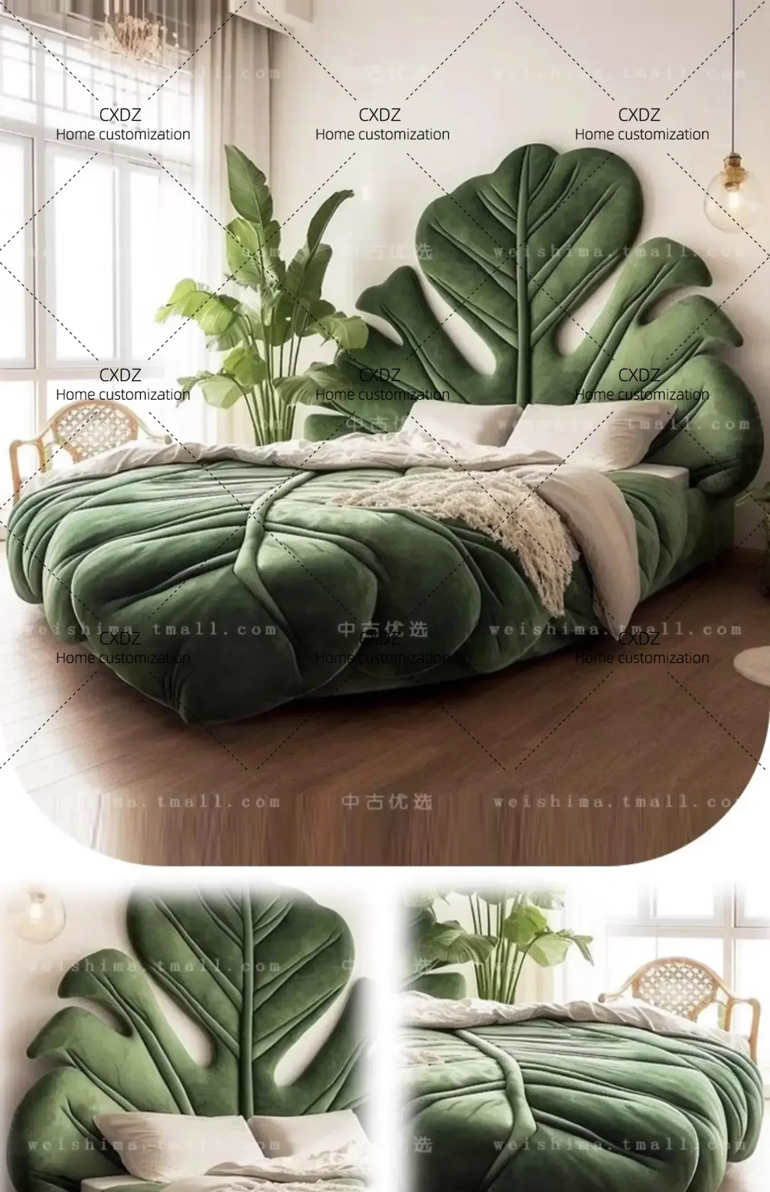 XXHouse Modern Bedroom Bed Velvet Luxury Headboard Big Modern Double Beds King Adults Princesse  Furniture Home