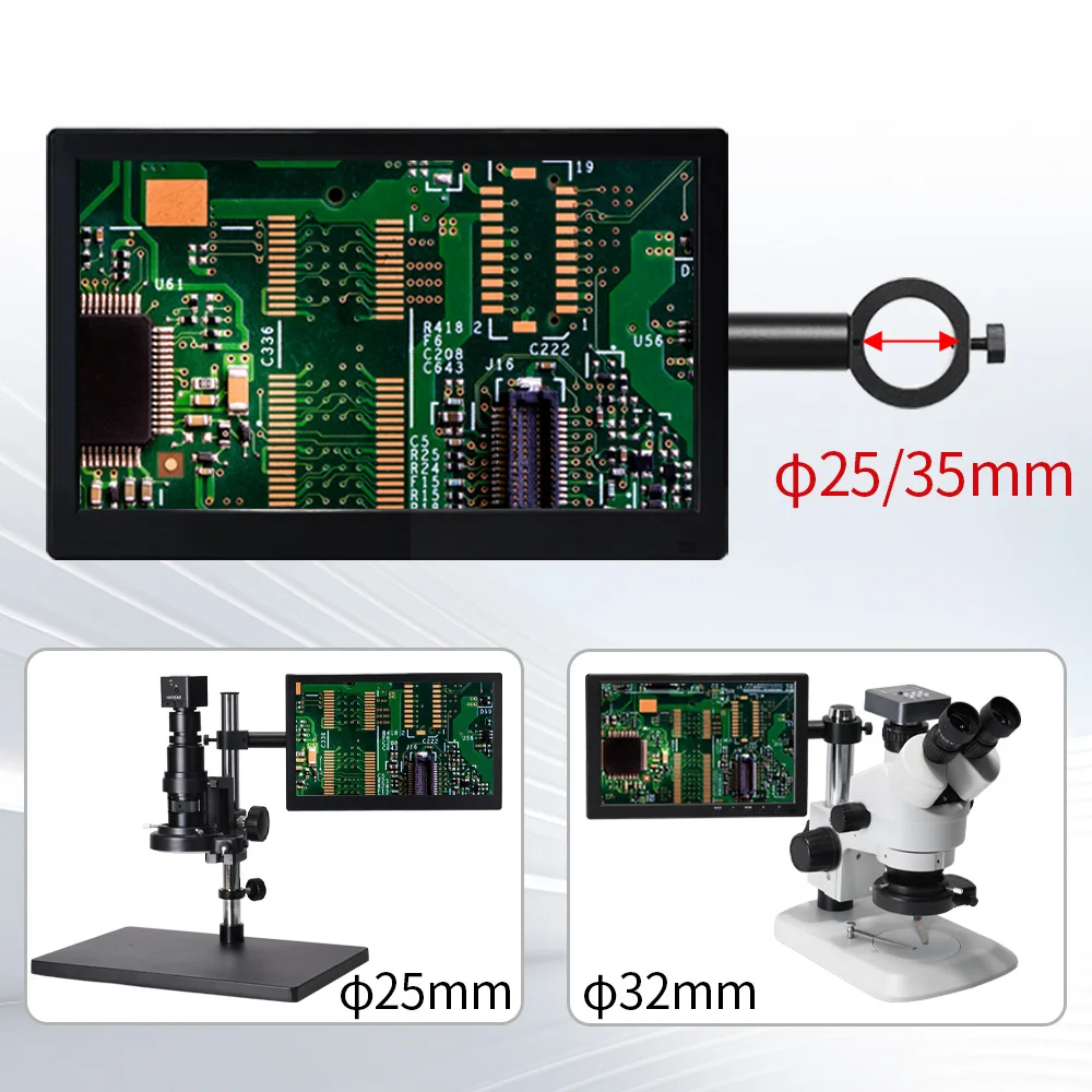 8/10.1/11.6/13 industrial microscope monitor IPS display with hanging rod 25/32 mm