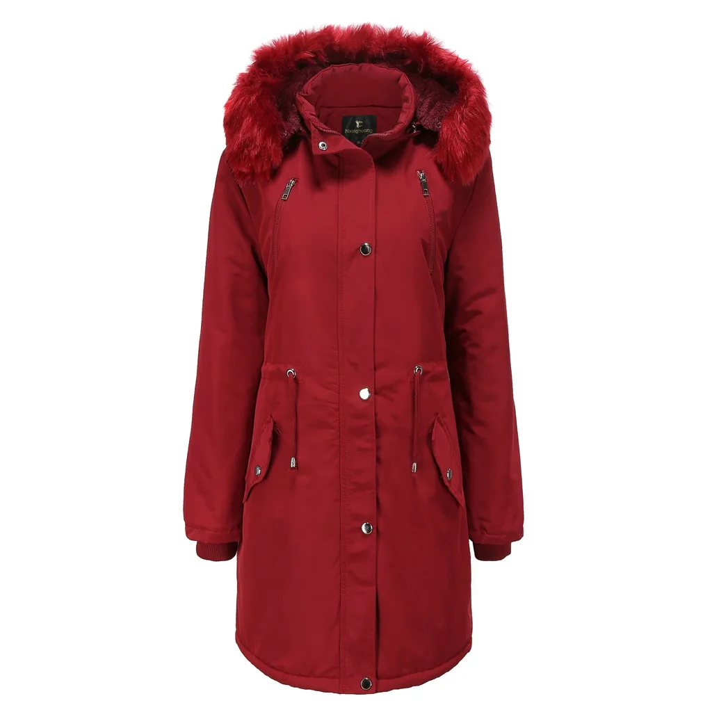 New Fashion Women Parkas Hooded Removed for Winter Warmth And Fleece Fur Collar Warm Thick Snow Wear Oversize Padded Parka