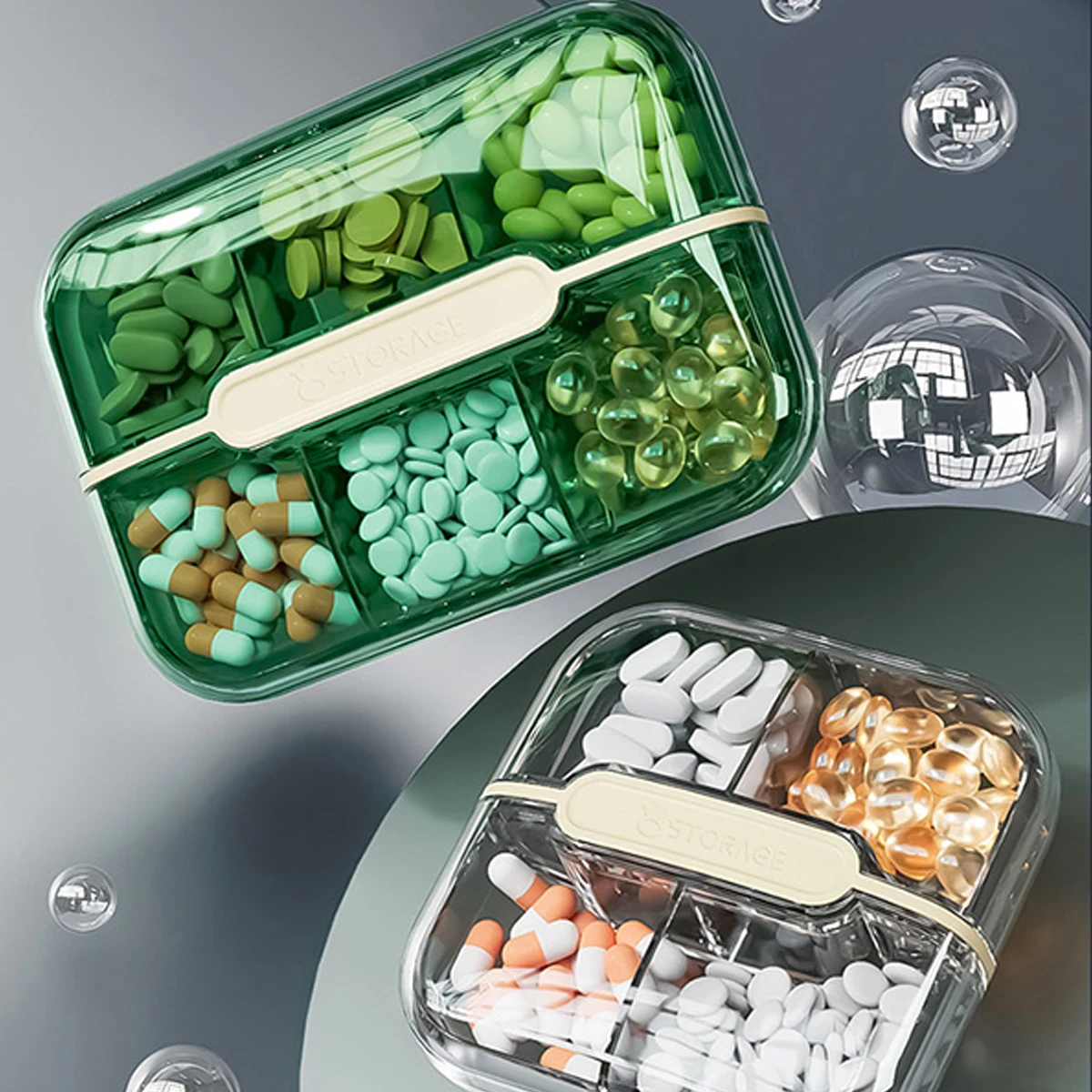 High transparency moisture-proof and dust-proof portable pill storage box, mini outdoor travel small pill box