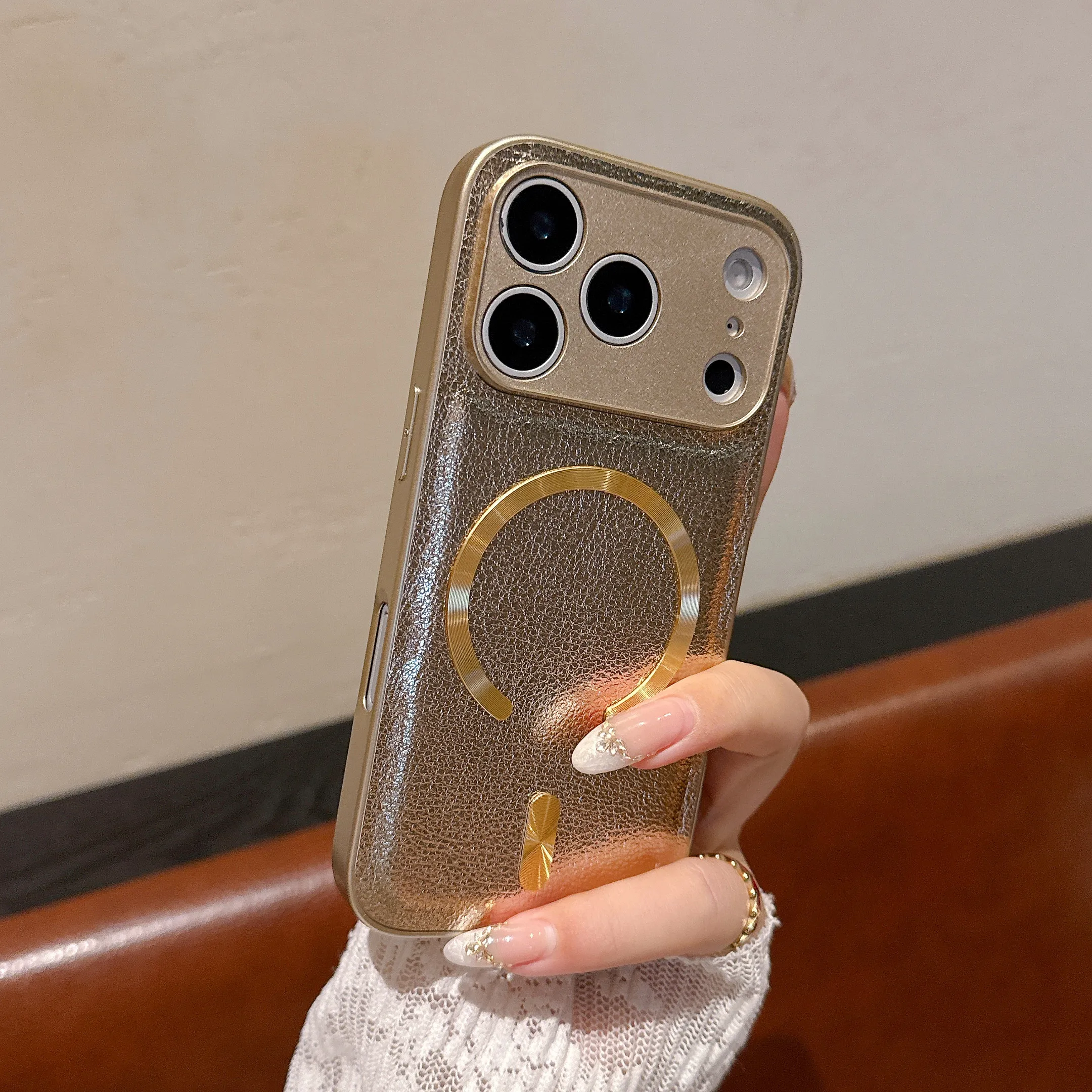 Camera Protector Magnetic PU L eather Phone Case With Stand For Magsafe iPhone 17 Air 16 15 PM 14 13 Pro Max Cover