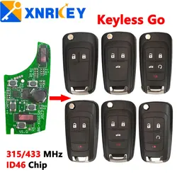 XNRKEY 2/3/4/5B Keyless Go Smart Remote Key ID46 315/433Mhz for Chevrolet Cruze Aveo Orlando Trax Lacrosse Encore Regal Verano