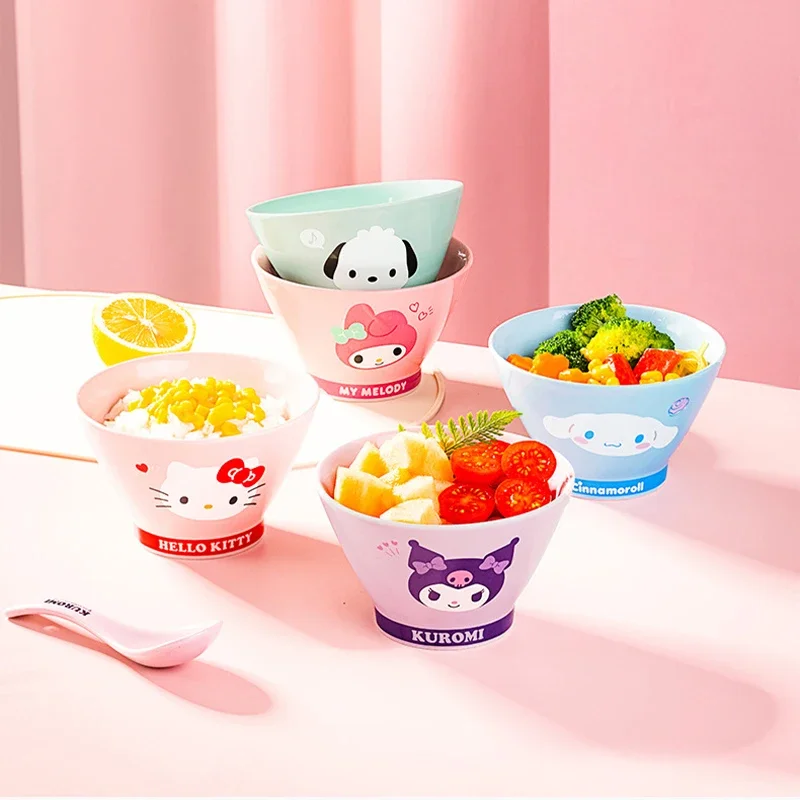 Sanrio Kawaii My Melody Huishoudelijke Keramische Kommen Kuromi Hello Kitty Anime Cartoon Mode Prachtige Servies Rijst Eten Kommen