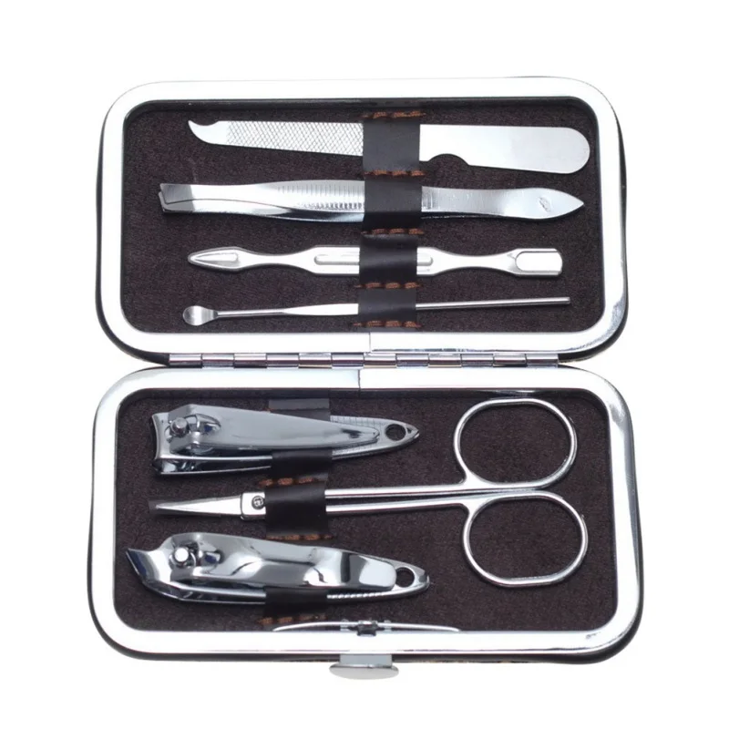 7pcs/lot Manicure Set Professional with Case Stainless Steel Nail Clipper Cutter Trimmer File Scissor Pedicure Kit Toe Tool Kit