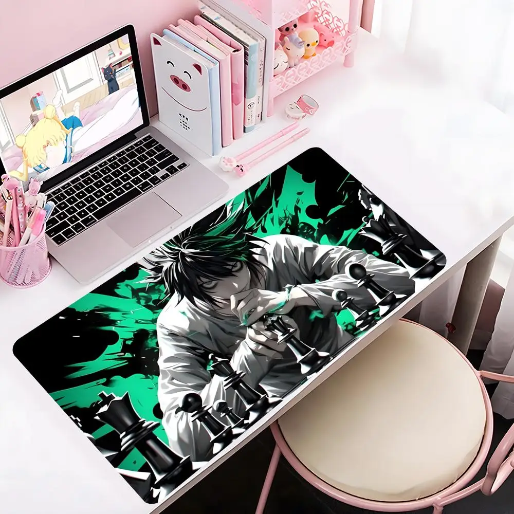 

Коврик для мыши с персонажами аниме Миса Аманэ и Лайт Ягами, большой игровой коврик с утолщенной кромкой, для компьютерной клавиатуры и стола