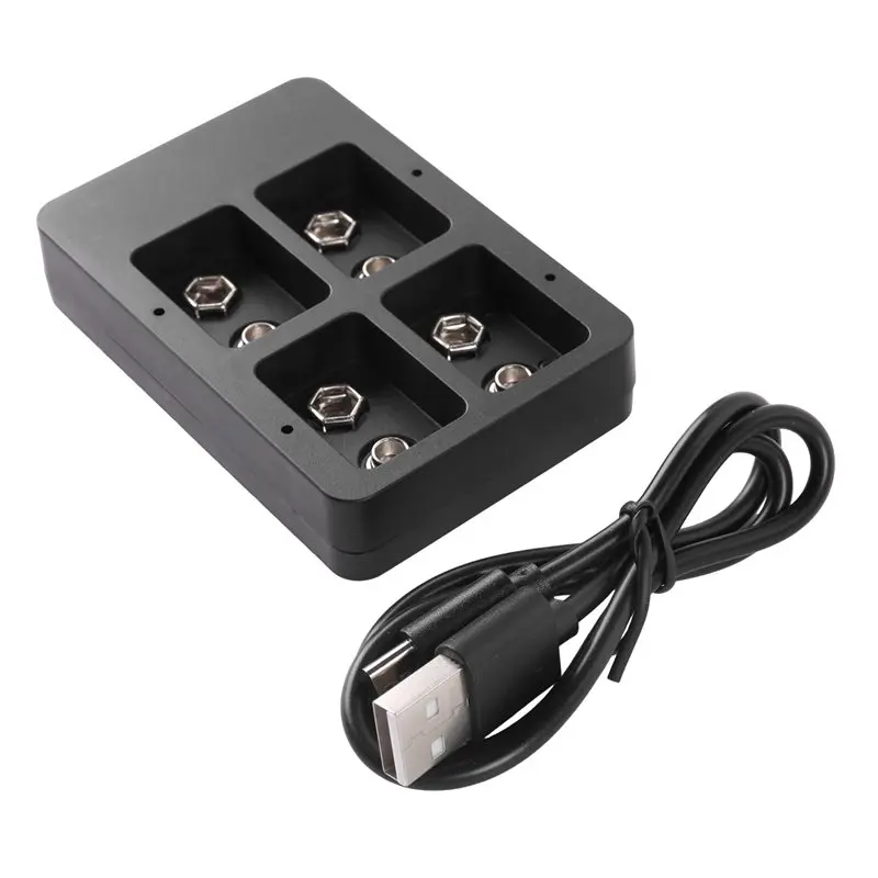 LED Indicator 4 Slots Smart Fast Charging Station For 9V Ni-MH/Ni-Cd/Li- Rechargeable Batteries