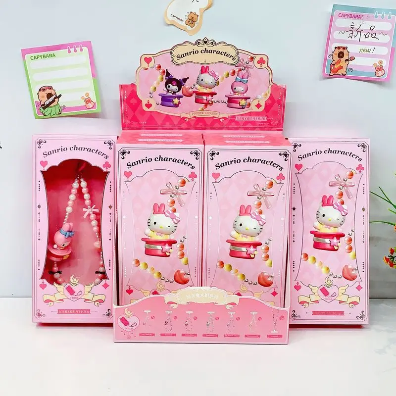 

Genuine Sanrio Family Blind Box Surprise Magic Hat Series Mobile Phone Chain Blind Box Cute Mobile Phone Lanyard Keychain Gifts