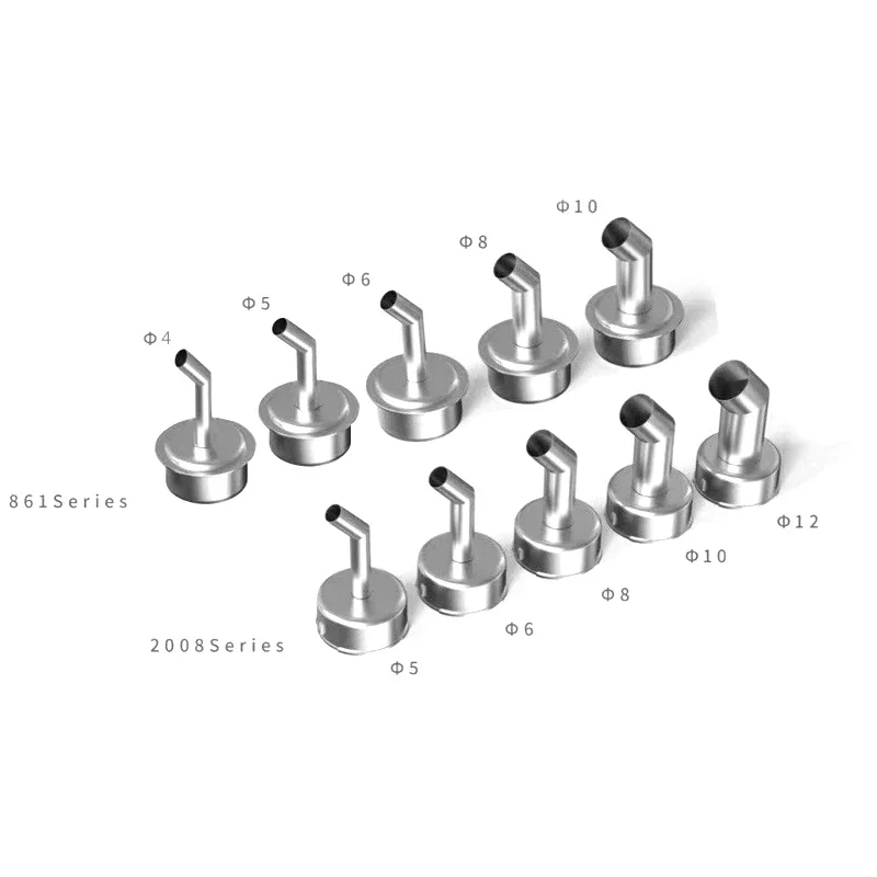 1Pcs High quality 45 degree nozzle 4mm/5mm/6mm/8mm/10mm/12mm hot air gun nozzle for quick 2008 861DW soldering station Welding