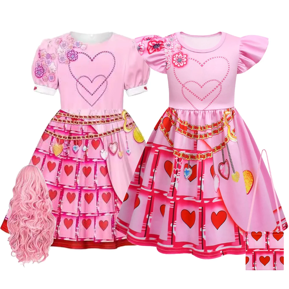 

Movie Mal Cosplay Costume Full Set Pink Cute Uniform Suits for Kids Outfit Halloween Carnival Party Performance Clothes Roleplay