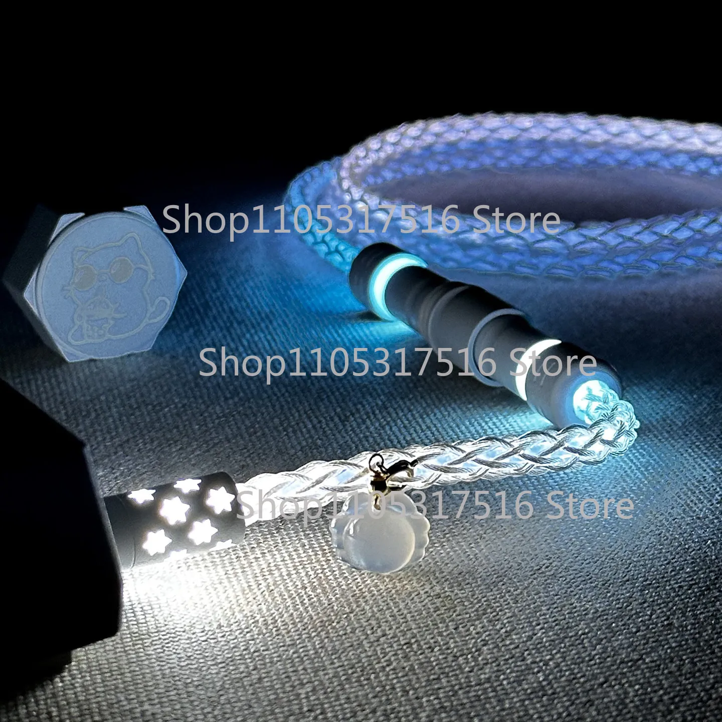 Single-crystal copper whole body, fixed gradient white-blue light aviation plug keyboard cable For UNKNOWN ERROR D29