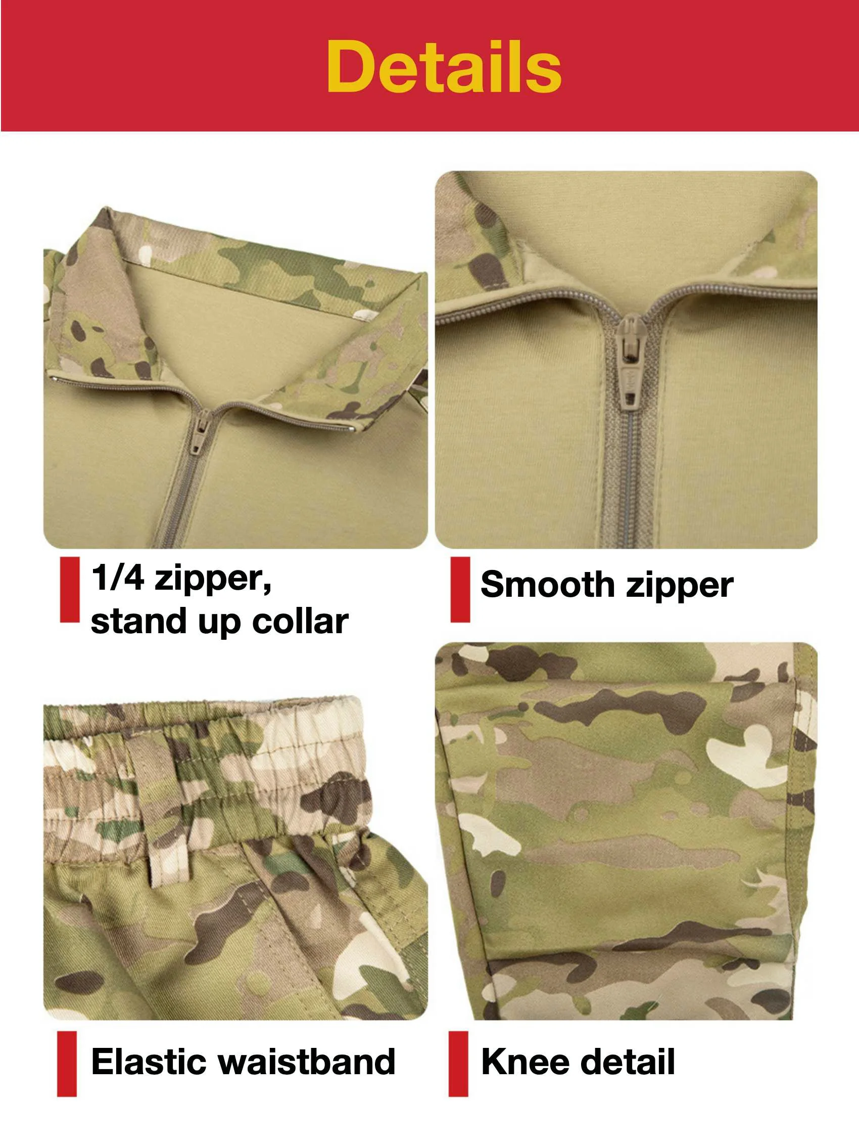 Kinder-Outdoor-Sportanzug, Langarm-T-Shirt und Lange Hose Trainingsanzug, Tarnmuster Sommercamp-Anzug – Detail 3