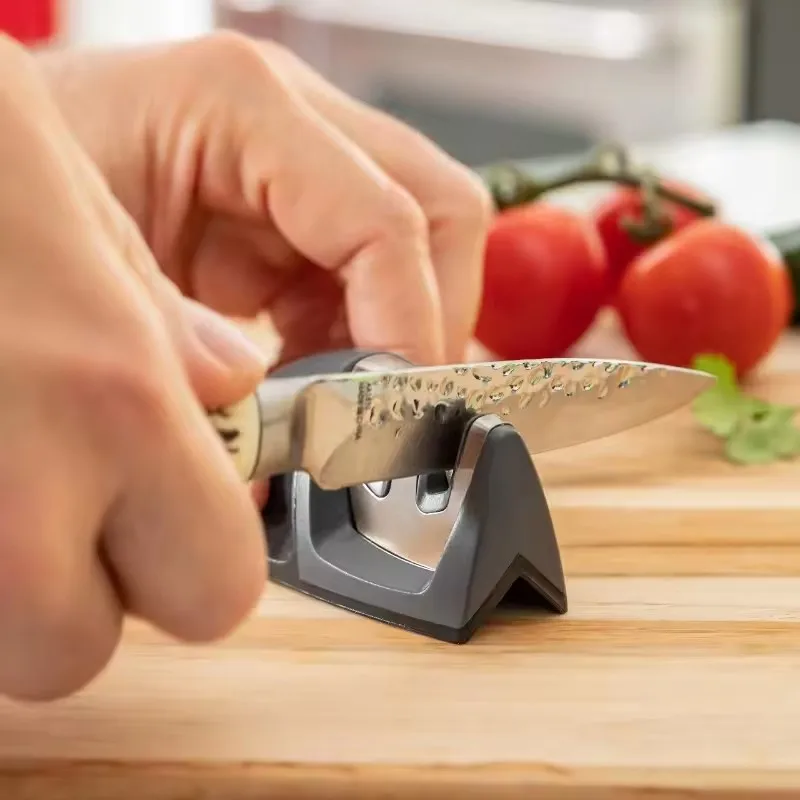 

Hot Sale New In 2025 Kitchen Ceramic Knife Sharpener Professional Sharpening Tools / Two Stages Sharpeners Non-slip Rubber Base