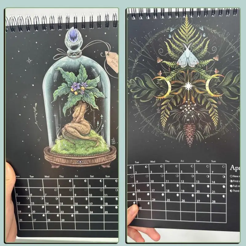 ปฏิทินจันทรคติป่ามืดปี 2024 12 ภาพประกอบวาดตลอดปีสําหรับของขวัญปฏิทินผนังจันทรคติคริสต์มาสปีใหม่