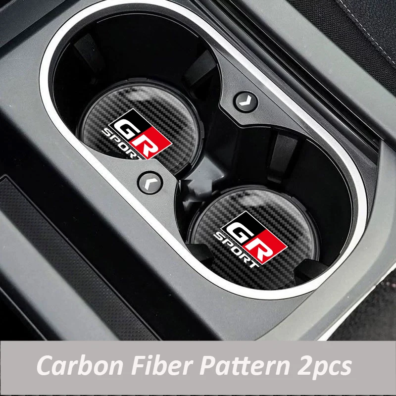 Carbon Fiber Car Coaster Water Cup Non-Slip Silica Gel Pad Holder Mat For Toyota GR Sport Gazoo Racing Supra Yaris 86 Corolla