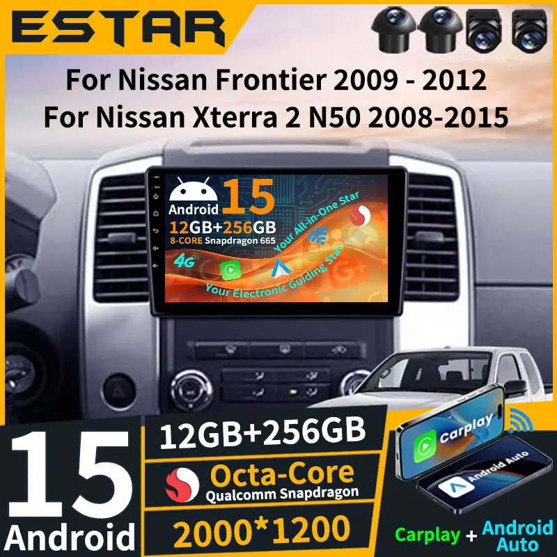 Wireless Carplay Android 15 For Nissan Frontier Xterra 2 N50 2008 - 2015 Car Radio WIFI RDS 360 Camera Multimedia Auto 2din DSP