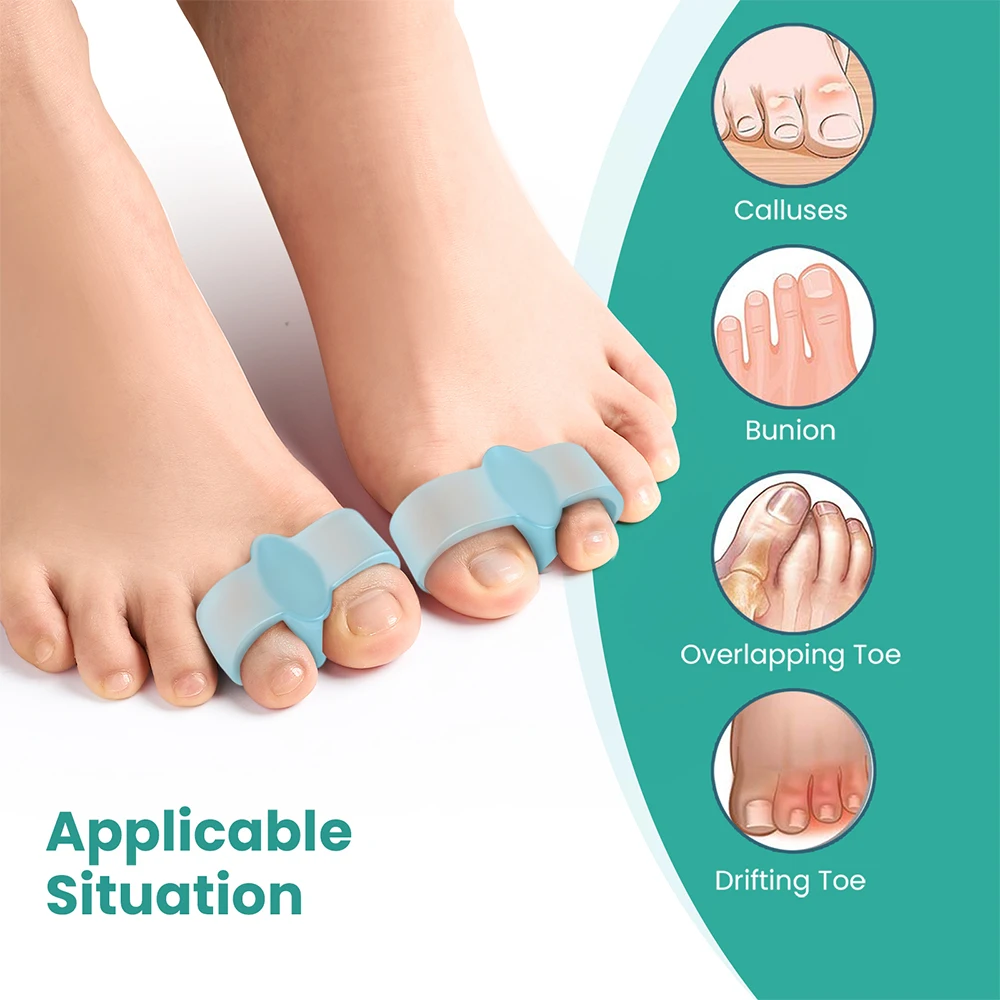 2Pcs/Pair Silicone Toe Separator Hallux Valgus Toe Overlap Correction Bunion Foot Care Orthopedics Corrector Pad Pedicure Tools