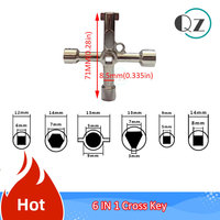 6 IN 1 Universal Panel Key Lock Wrench Plumber Keys Cross Triangle Square Elevator Cabinet Switch Spanner Cabinet Valve Wrench