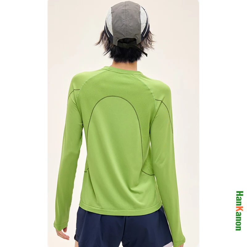 New Arrival Color-Blocked Hasu Yarn Loose Fit Moisture-Wicking Quick-Drying Soft Long-Sleeved Top for Outdoor Activities