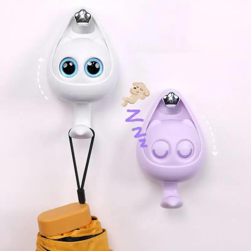 Creative Cute Cartoon Punch-Free Cat Hooks Wall Shelf Hook For Clothes Hat Scarf Key Holder Animal Hanger Rack Home Decor Hanger