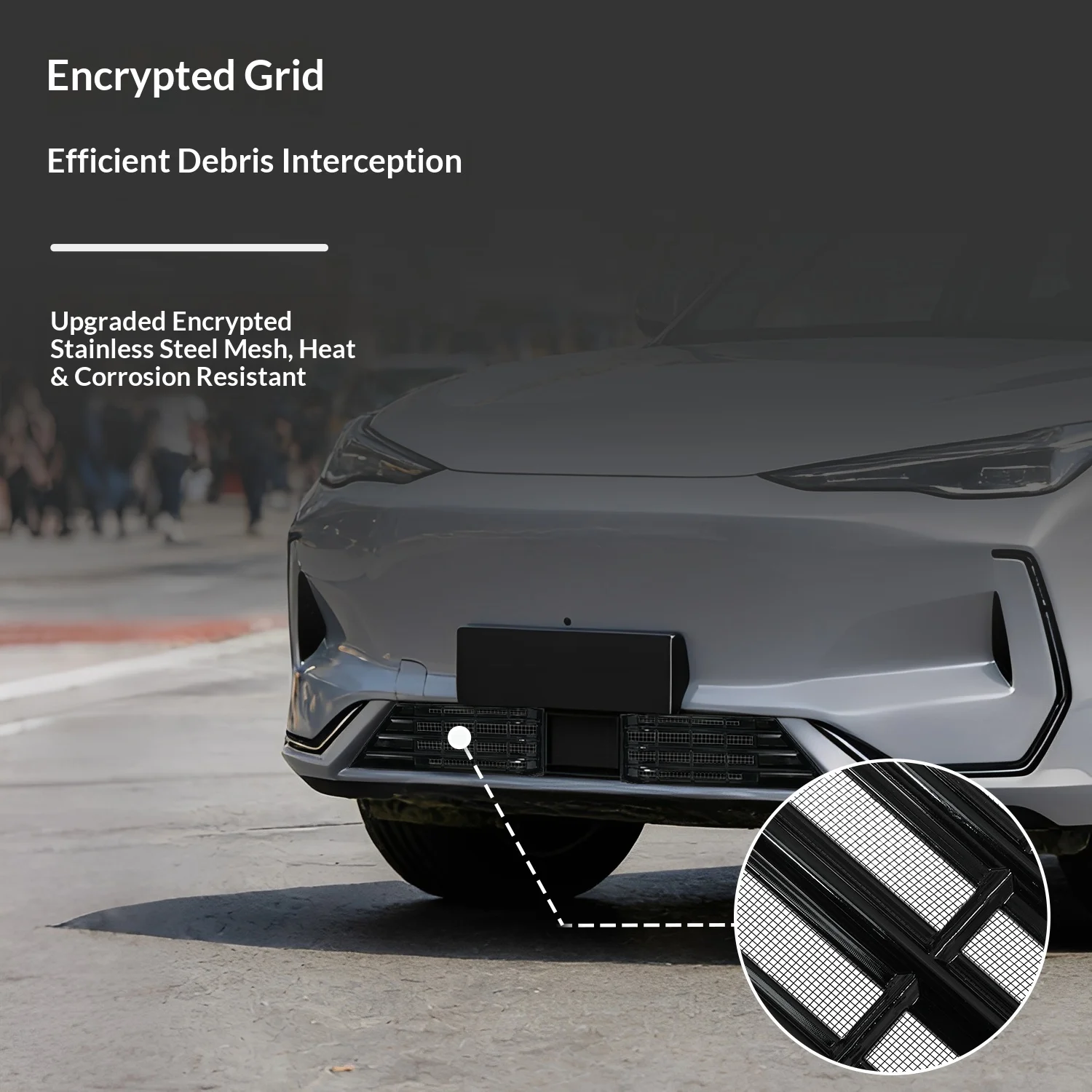 Für Geely Galaxy E5 EX5 Maßgefertigtes 2-teiliges Auto-Frontgrill-Kühlergrill-Schutznetz Langlebiges Clip-On Insektenschutznetz – Detail 6