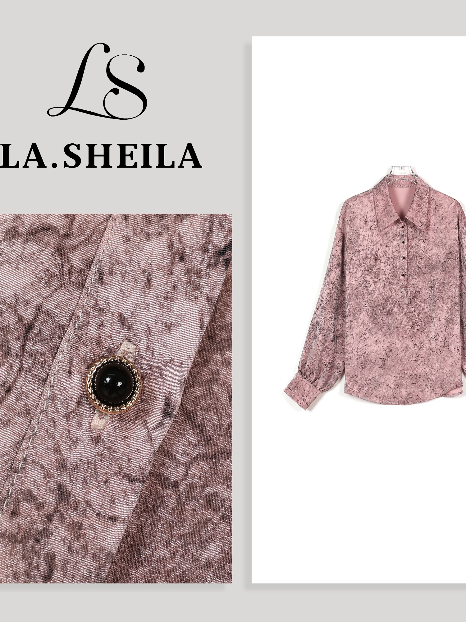 

eila 2025 Autumn High-Defn Glass irt Women's Faion Casual Versatile Long Sve Top Skin-friendly Breathable