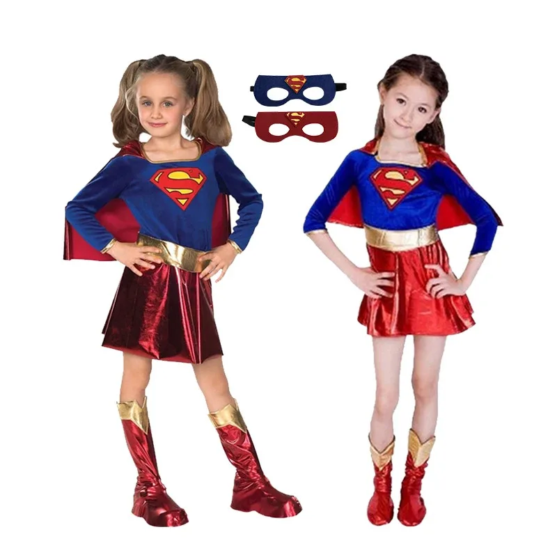 

GIrls Clothes Dresses Fancy Carnival Easter Role Play Dress Halloween Supergirl Anime Women Costumes Girls Clothing Superman