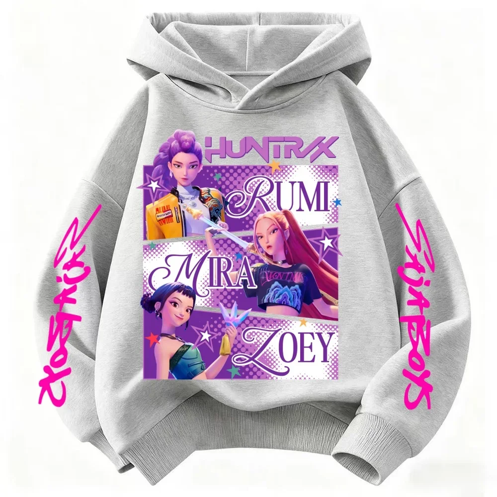 KPop الشيطان هنتر هنتر مطبوعة هوديي ملابس الأطفال الفتيان والفتيات ملابس عصرية الخريف/الشتاء بلوزة من الصوف #3