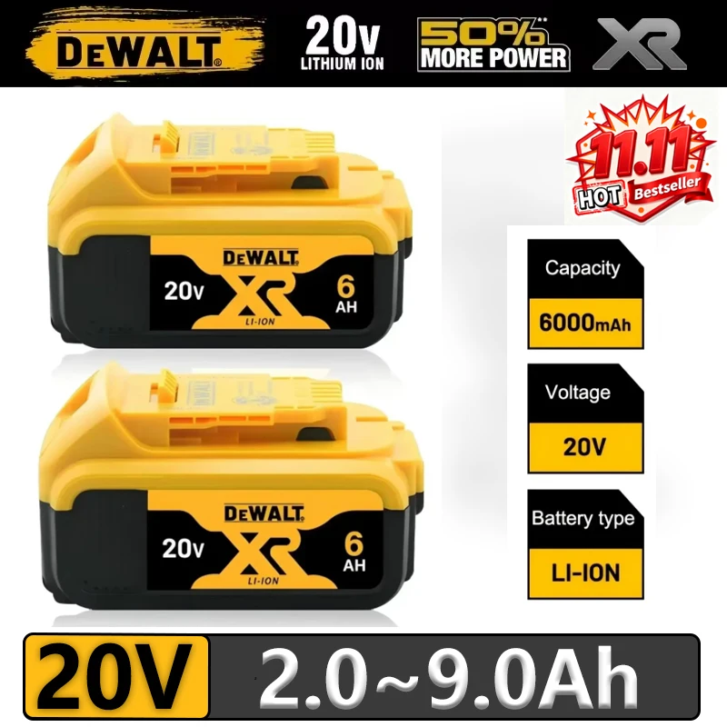 Original DeWalt 20V MAX 6 Ah Lithium Ion Battery (DCB206) For Dewalt 20V 18V 60V Cordless Drill Impa