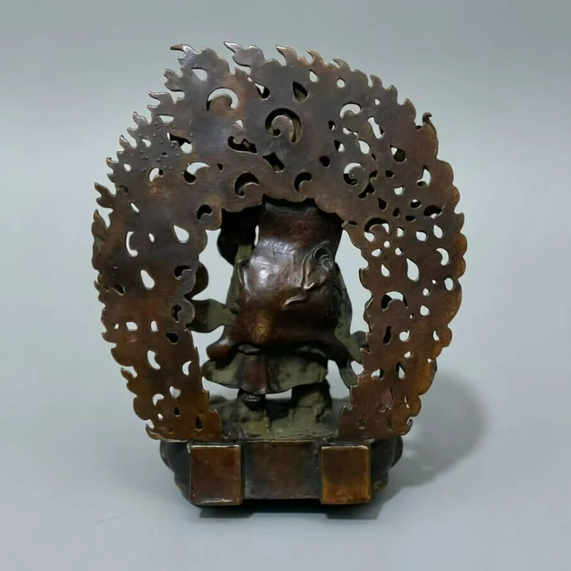 Antique Bronze Sculpture Six-armed Mahakala Buddha Statue Living Room Entrance Home Worship Ornaments Ping An Patron Saint