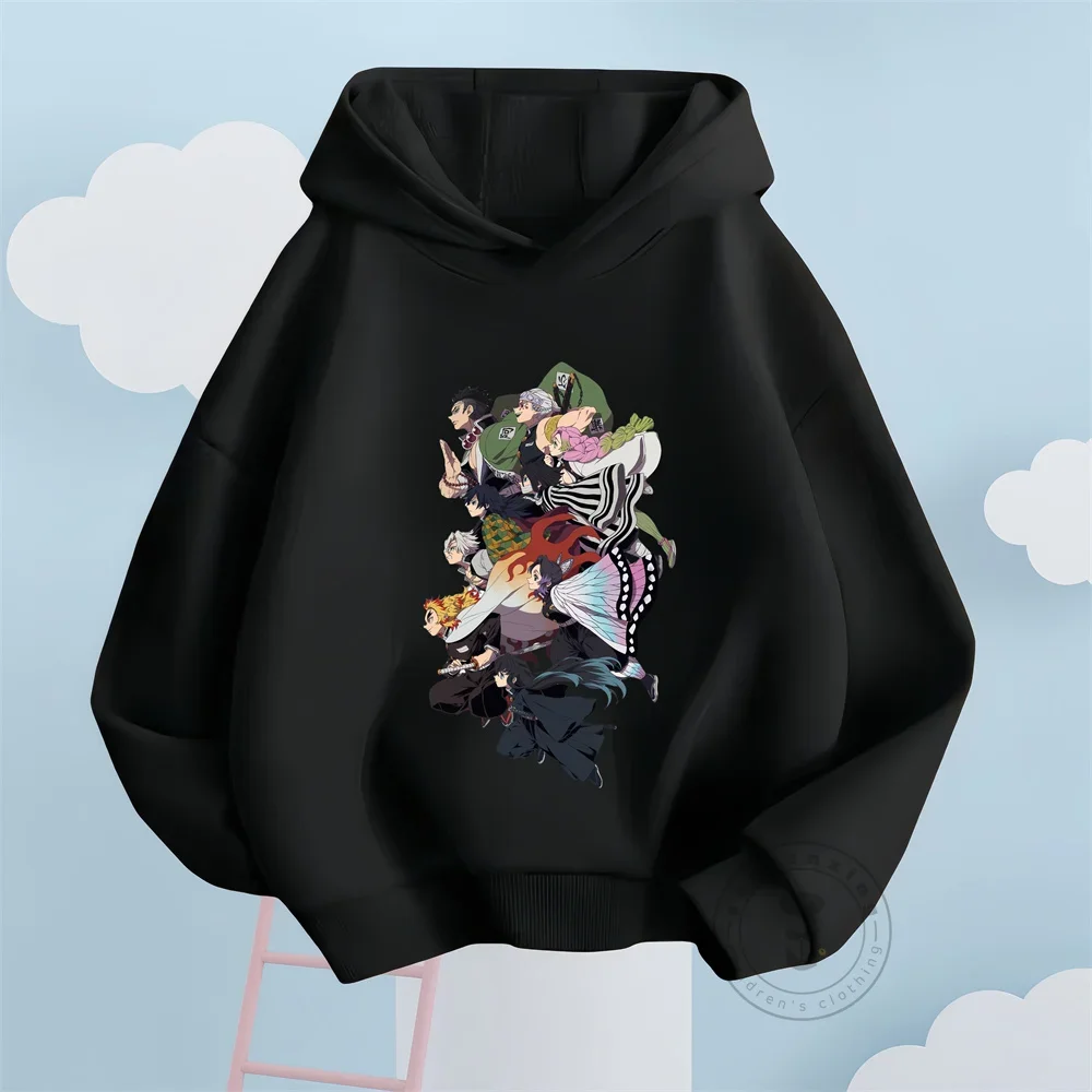 Children\'s Clothing Hoodie Coat Kids Boys Girls Cartoon People Japanese Anime Demon Slayer Print Toddler Age 3-12 Casual Tops