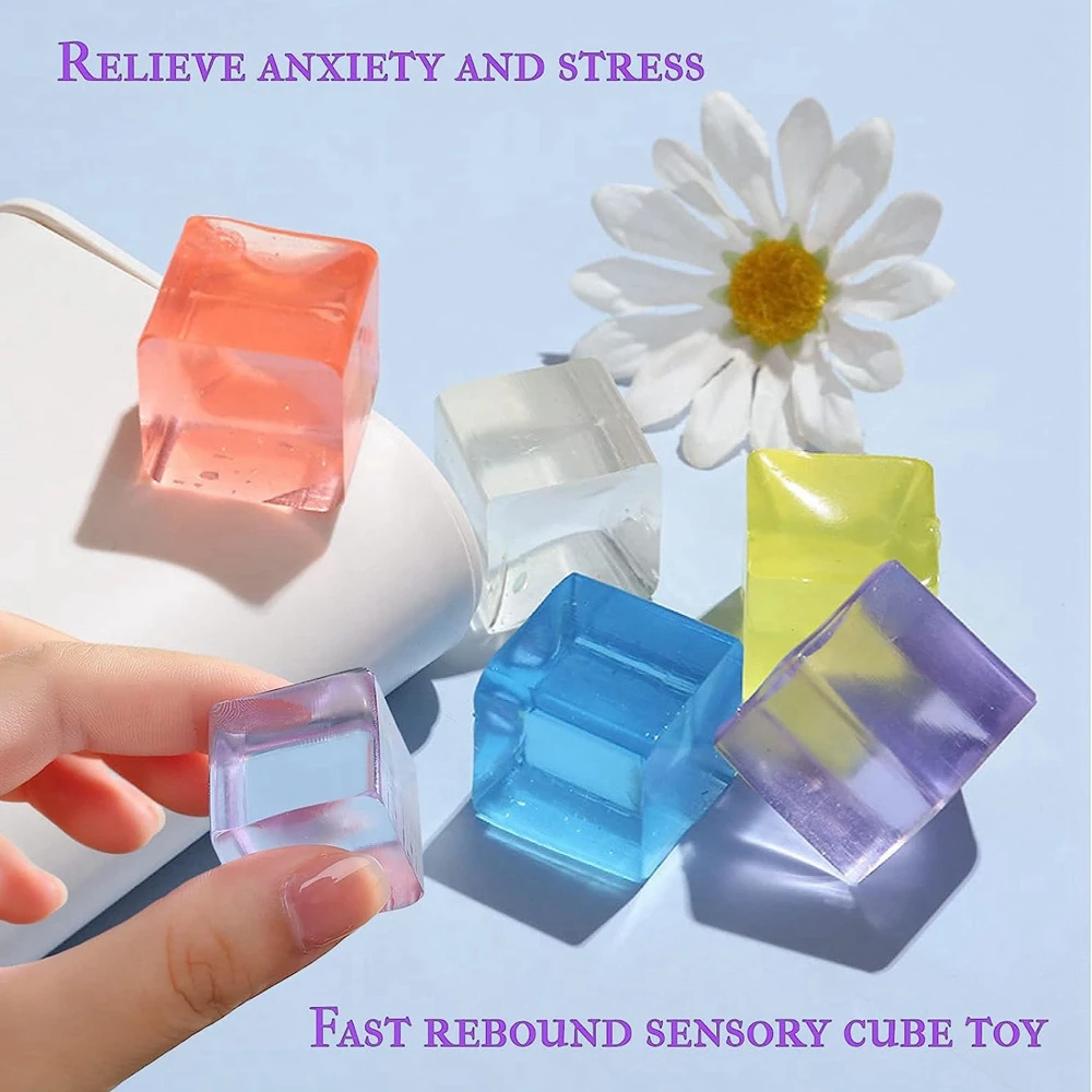 

12PCS Ice Cube Toys Party Favors Gifts Stress Ball Soft Squishy Anxiety Squeezy Sensory Cubes Toy for Kids Adults ADHD Autism