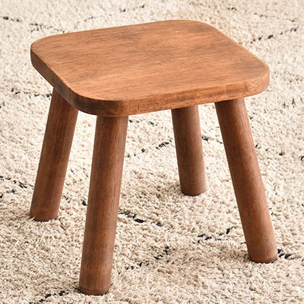 مقعد مربع من الخشب الطبيعي من المطاط الصلب لحماية زيت الشمع، مجموعة مسطحة سهلة لغرفة المعيشة، ديكور شرفة الحديقة الخارجية