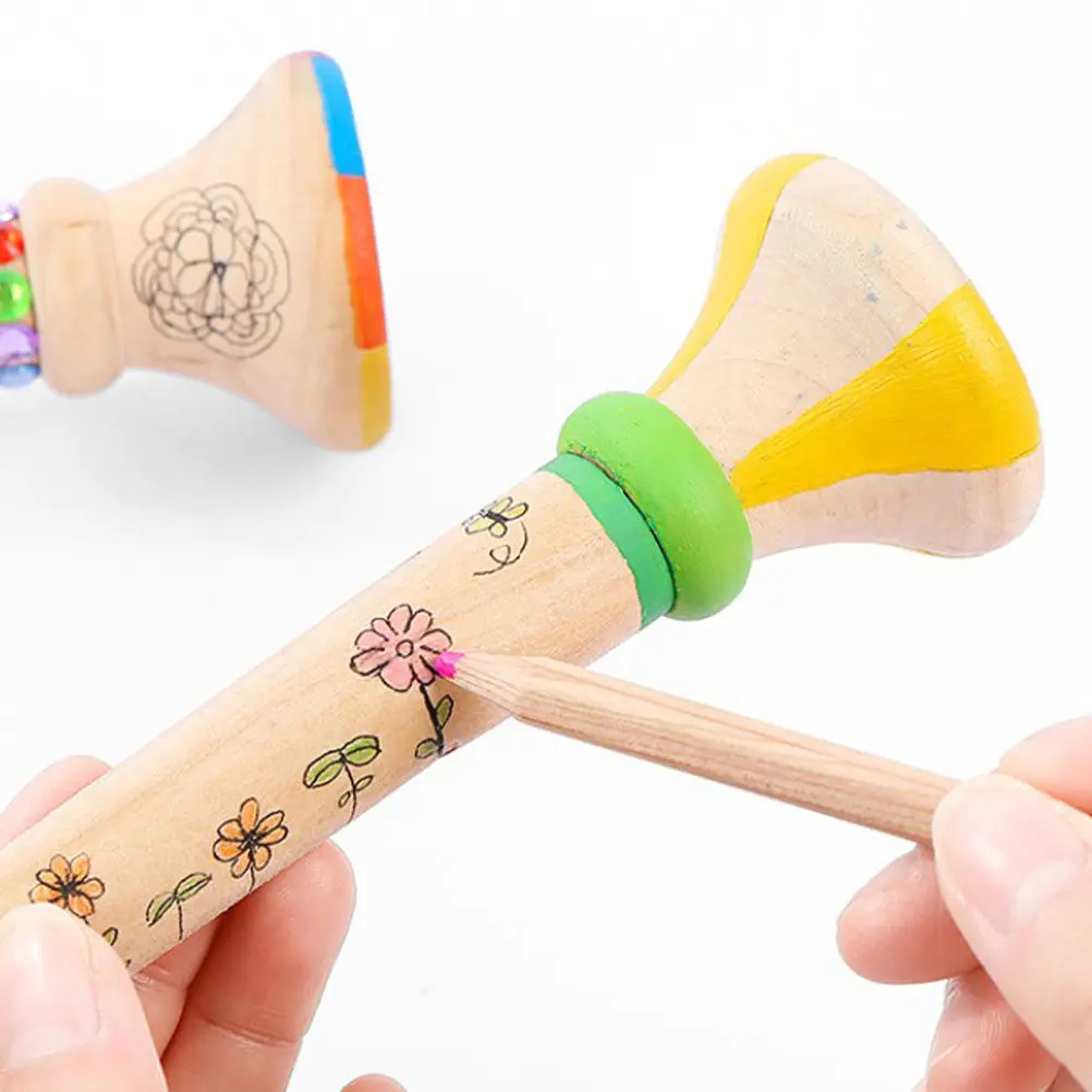 4Pcs DIY Wood Horn Hand Made Wooden Horns Early Musical Enlightenment Educational Hand-Painted Wood Horn Crafts
